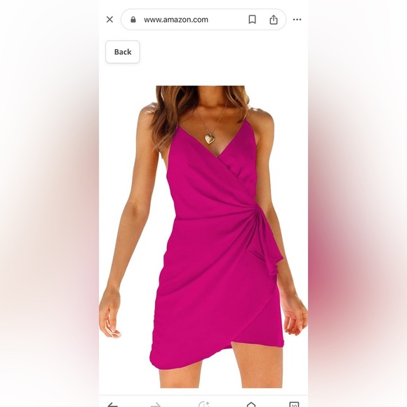 Women's Wrap V Neck Self Tie Ruched Sleeveless Spaghetti Strap Satin Mini Dress - Picture 3 of 3